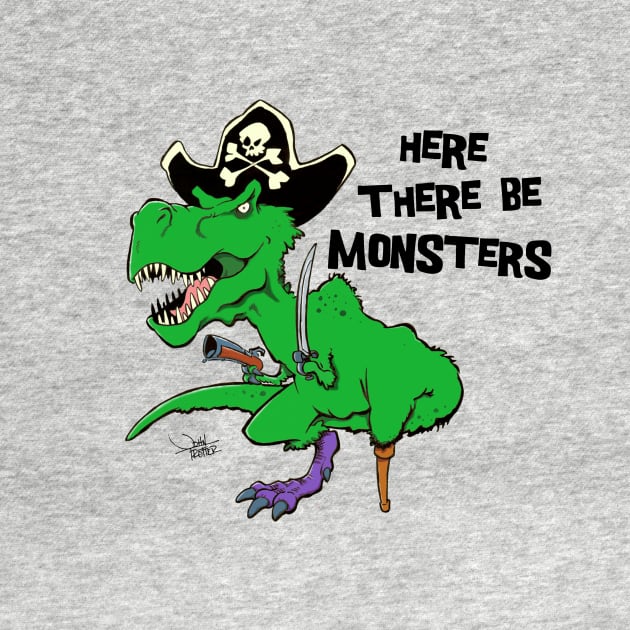 Pirate Rex-Here There Be Monsters (Color) by Paintmonkey Studios